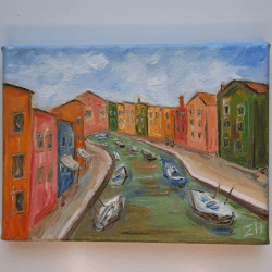 venice oil painting italy oil painting burano painting