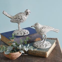 set of two chirping birds figurines