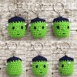 Frankie's Monster Keychain Crochet pattern, digital file PDF, digital pattern PDF