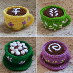 cafe time cuppas (pincushions) crochet pattern, digital file pdf, digital pattern pdf
