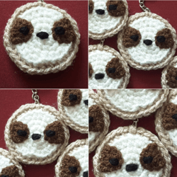 sloth keychain crochet pattern, digital file pdf, digital pattern pdf