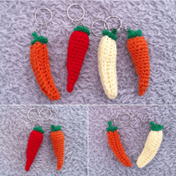 jonny's chilli keychains crochet pattern, digital file pdf, digital pattern pdf