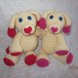 mini valentine's day puppy crochet pattern, digital file pdf, digital pattern pdf