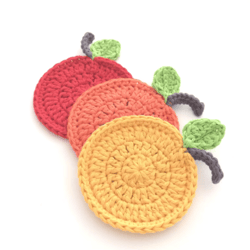 fruit coasters crochet pattern, digital file pdf, digital pattern pdf