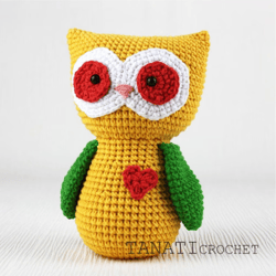 cute owl crochet pattern, digital file pdf, digital pattern pdf
