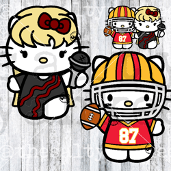 taylor swift and travis kelce hello kitty svg, taylor swift hello kitty svg, travis kelce hello kitty svg, svg and png