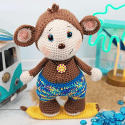 oakley the monkey crochet pattern, digital file pdf, digital pattern pdf