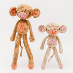 monkey plus mini crochet pattern, digital file pdf, digital pattern pdf