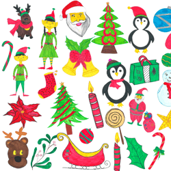 christmas clipart set, watercolor hand paint clipart,santa claus watercolor clip art, commercial use, instant download