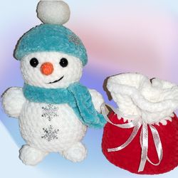 Crochet Snowman Pattern PDF and Christmas gift bag, Christmas Crochet Pattern, Snowman Amigurumi