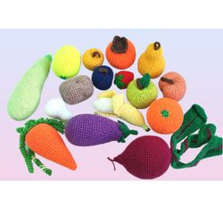 crochet fake play food set of 16 pieces