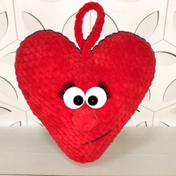 cute keychain heart crochet heart in the car