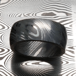 striking men's black damascus wedding ring - unique band for engagements, perfect men's jewelry