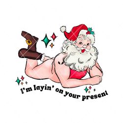im laying on your present funny christmas santa png file