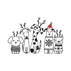 vintage christmas reindeer dogs svg cutting digital file