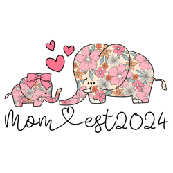 groovy mom est 2024 floral elephant png