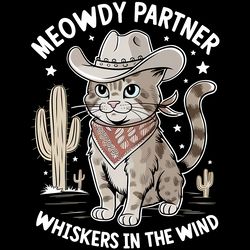 meowdy partner cowboy cat vintage png digital download files