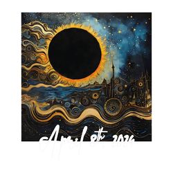 solar eclipse the starry night 2024 png digital download files