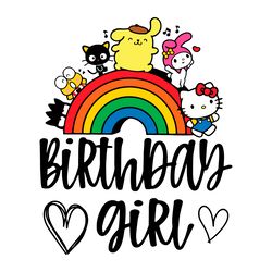 birthday girl kitty and friends svg digital download files