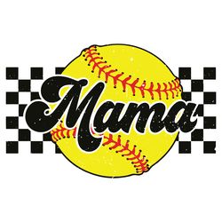retro baseball mama checkered softball svg