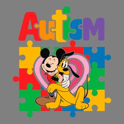 cute pluto mickey mouse autism heart svg