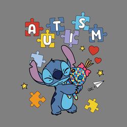 autism awareness cartoon stitch puzzle pieces png