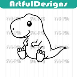 t-rex outline svg cut file for cricut silhouette baby dino cute tyrannosaurus rex jurassic animal