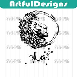 leo svg | moon and stars leo zodiac sign silhouette cut file | cricut