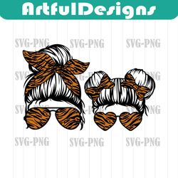 tiger mom life svg | animal sunglasses svg | kidlife svg | messy mom bun svg | cricut cutting file cut clipart vector