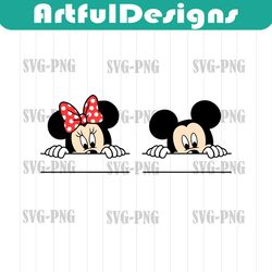 mickey minnie mouse, peeking, peek, ears, bow, matching, couple, svg and png formats, cut, cricut,