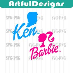 barbi and ken font and head layered bundle svg, png, eps, dxf files cricut use silhouette