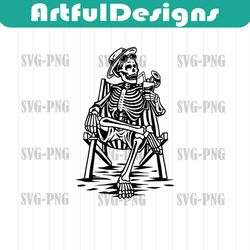 sitting skeleton svg | sunglass skull svg | beach chair svg | cocktail drink chill relax | cut files clip art