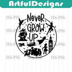 never grow up svg, neverland svg, flying svg, stars svg, tink svg, fa