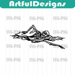 swimming skeleton svg | swimmer svg | ocean pool dive diver diving athlete swim | cut files clip art vector digital down