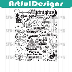 midnights track list taylor swift new album svg, taylors version svg, taylor swift svg, cricut file