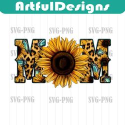 sunflower mom leopard design png,mother design png ,sunflower design png,leopard patern,gemstone design, leopard mom png