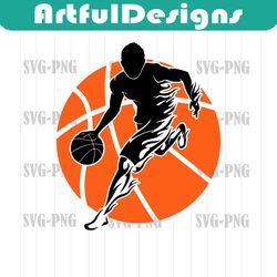 basketball player svg png , basketball player silhouette , basketball clipart , ball svg , basketball sublimation design