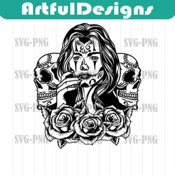 sugar skull svg | skull girl svg | skull candy svg | skull woman svg | sugar skull shirt | floral skull clipart | day of