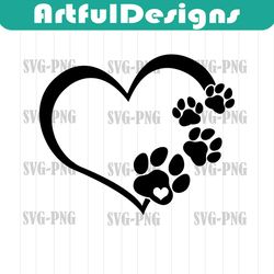 paw print heart, heart with paw prints template, dog paw prints vector, dog bandana svg, dog memorial clipart svg, digit