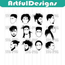 afro hairstyles svg, black man bundle svg, hair dreadlocks svg, afro man