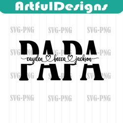 papa svg, dad svg, father's day svg, papa split name frame svg, dad png, papa cut file, dad outli