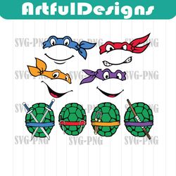 ninja turtles face mask & costume teenage mutant ninja turtles cricut cut file silhouette instant download decal vector