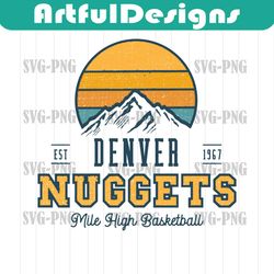 retro denver nuggets mile high basketball svg