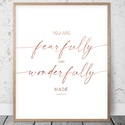 you are fearfully and wonderfully made, psalm 139:14, bible verse printable wall art, scripture prints, christian gifts