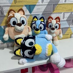 handmade set of soft toys perfect gift for children. family heeler bingo bluey chilli bandit