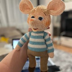 Handmade Topo Gigio Exclusive Soft Toy, A Nostalgic Childhood Mouse Toy.