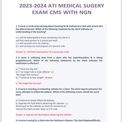 2023-2024 rn ati medical surgical exam cms with ngn proctored verified question answer level 3 nursing student
