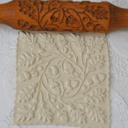 rolling pin for cookie stamp cookie cutter , stamped with the oak leaves