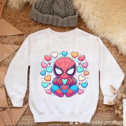 kids spider-man valentines day crew swearshirt or t-shirt