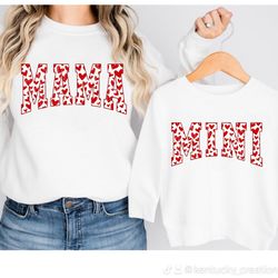 mama & mini matching hearts sweatshirt set